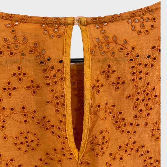 The Great. Orange Ruffle Eyelet Top Size Medium/Large - Picture 4 of 8